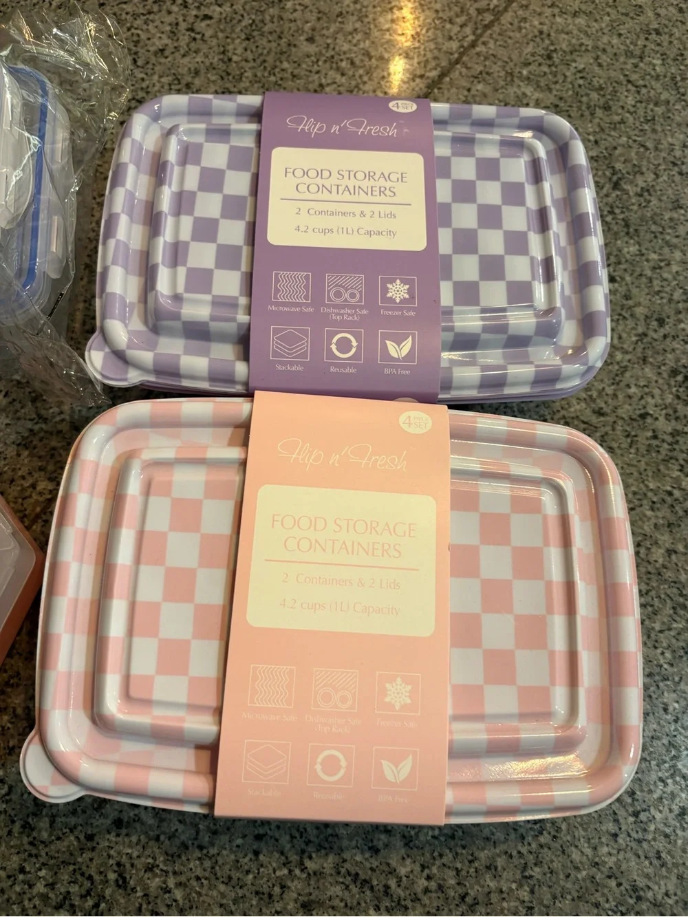 Target Checkerboard Food Storage Containers - Pink and Purple Set